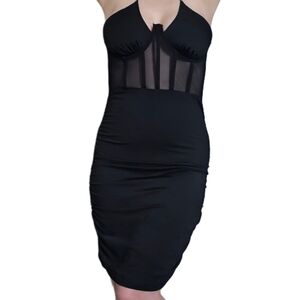 SHEIN Black Mesh Detail Dress